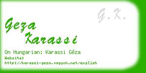 geza karassi business card